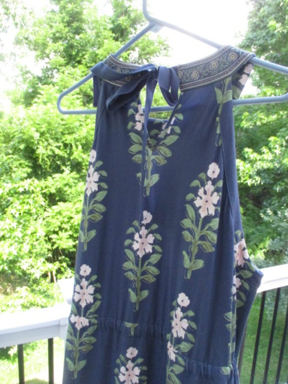 Spartina 449 Navy Floral Maxi Dress Womens Large NWT - Picture 7 of 14
